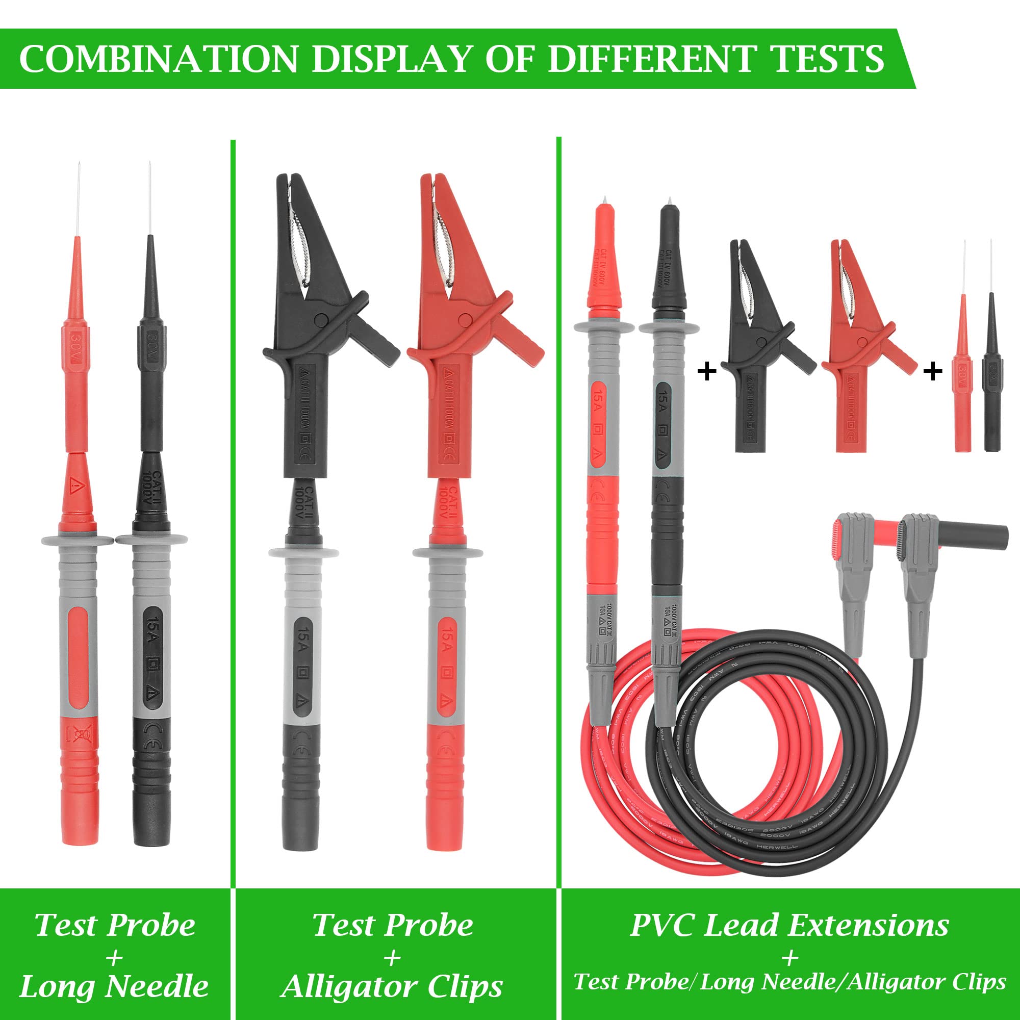 HANDSKIT Silicone-insulated leads resist heat and cold for durable testing.