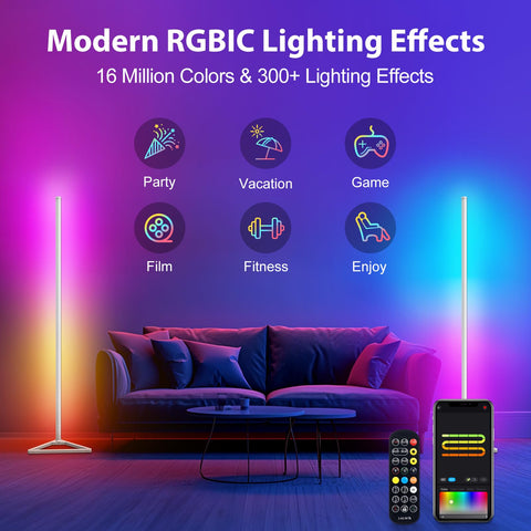HANDSONIC RGBIC Corner Lamp app and remote for easy color and mode selection
