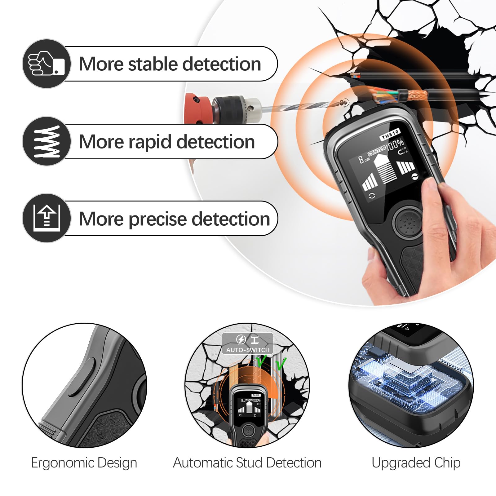 Handstar stud finder alerts with audio alarm for accurate installations.