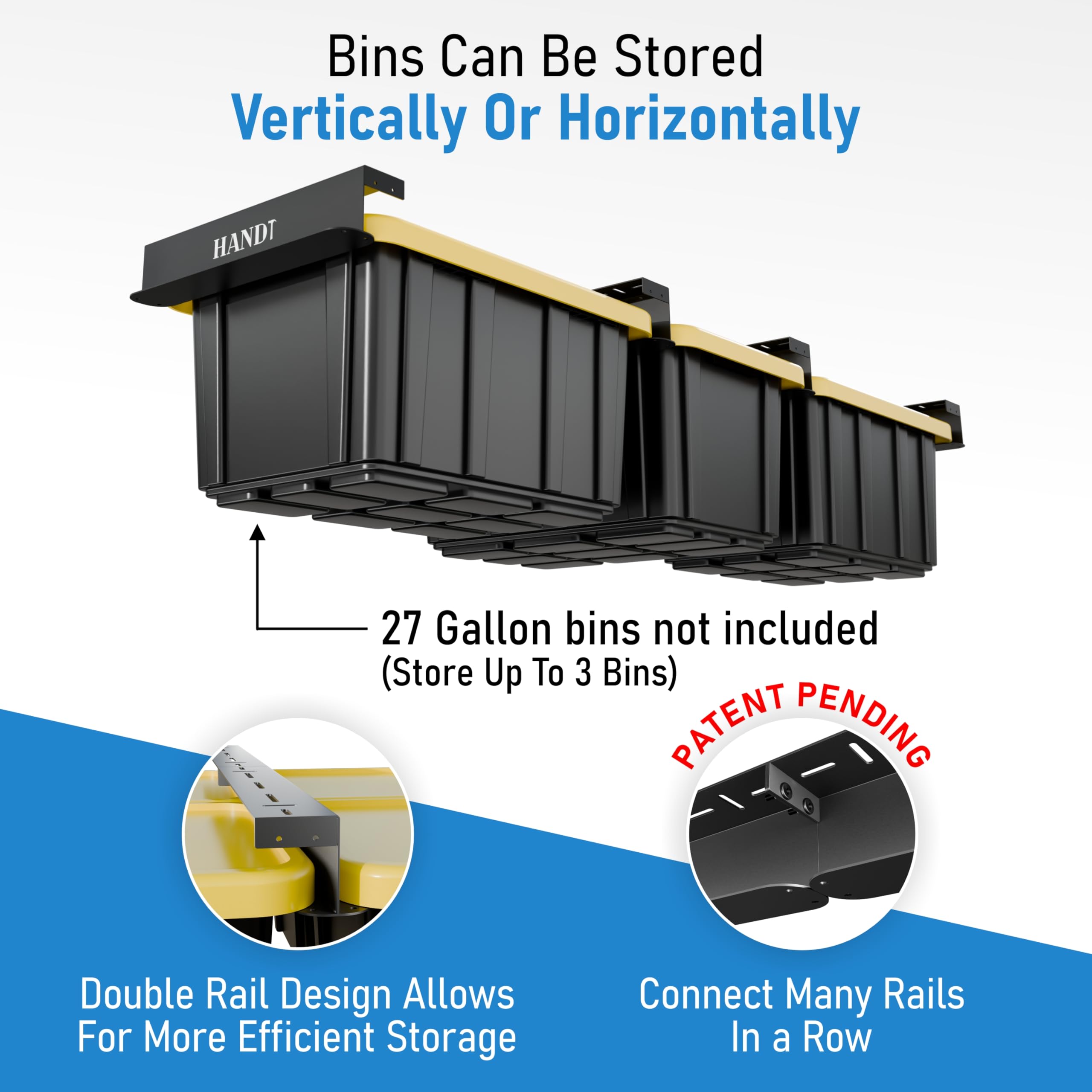HANDT connectable ceiling rack system extends storage along your garage ceiling