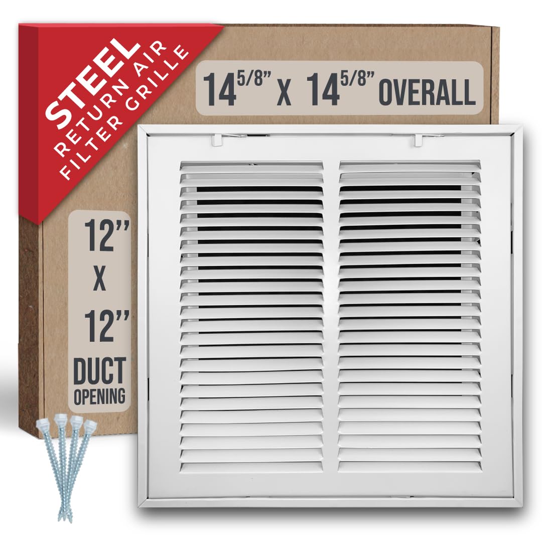 Handua 12x12 duct opening grille in white steel for efficient HVAC airflow