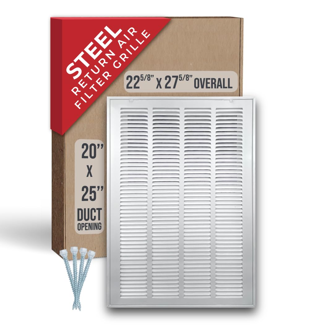 Handua 20x25 steel grille with removable door in white for easy filter access
