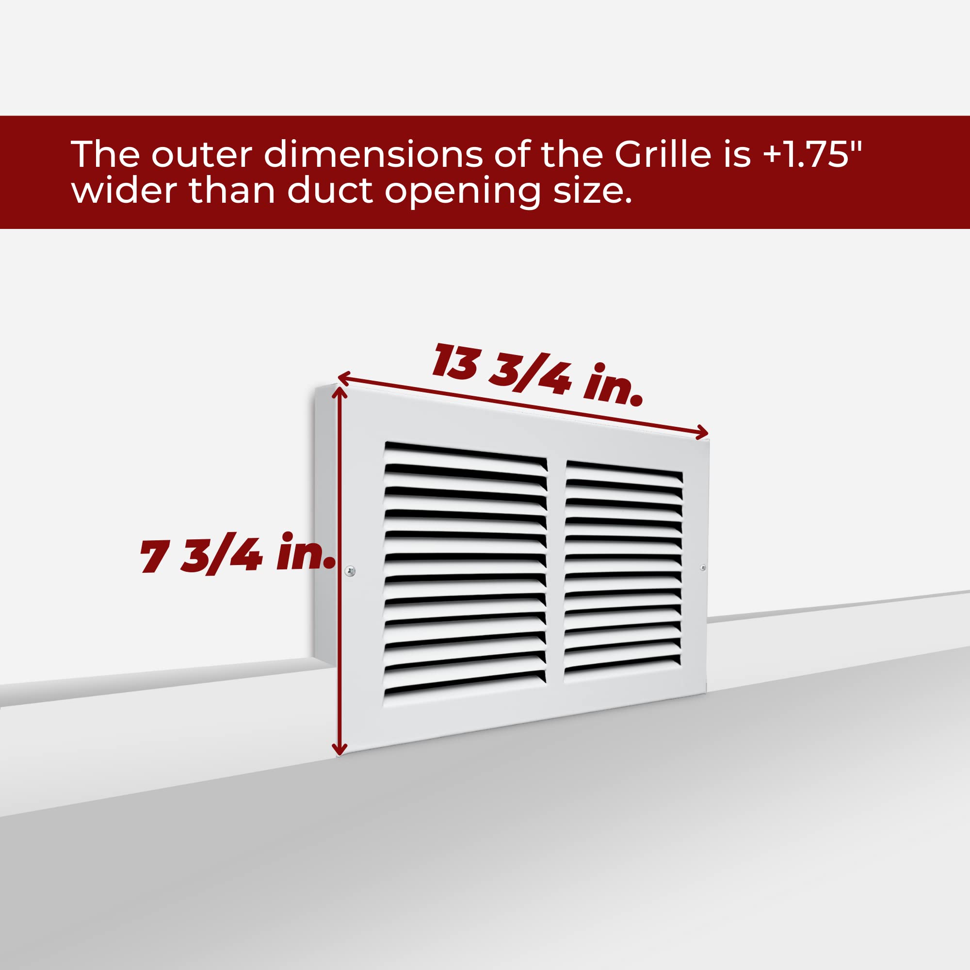 Close-up of Handua baseboard grille's sturdy steel construction.