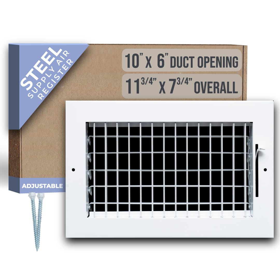Handua adjustable vent grille front view in white steel