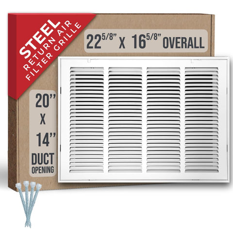 Handua steel return air grille front view with removable door for easy filter access.
