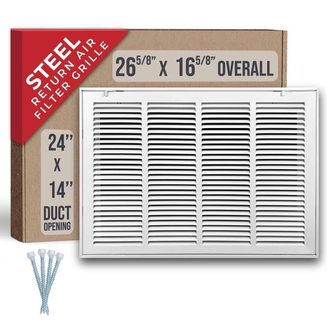 Handua steel return air grille with removable door in white for 24x14 openings