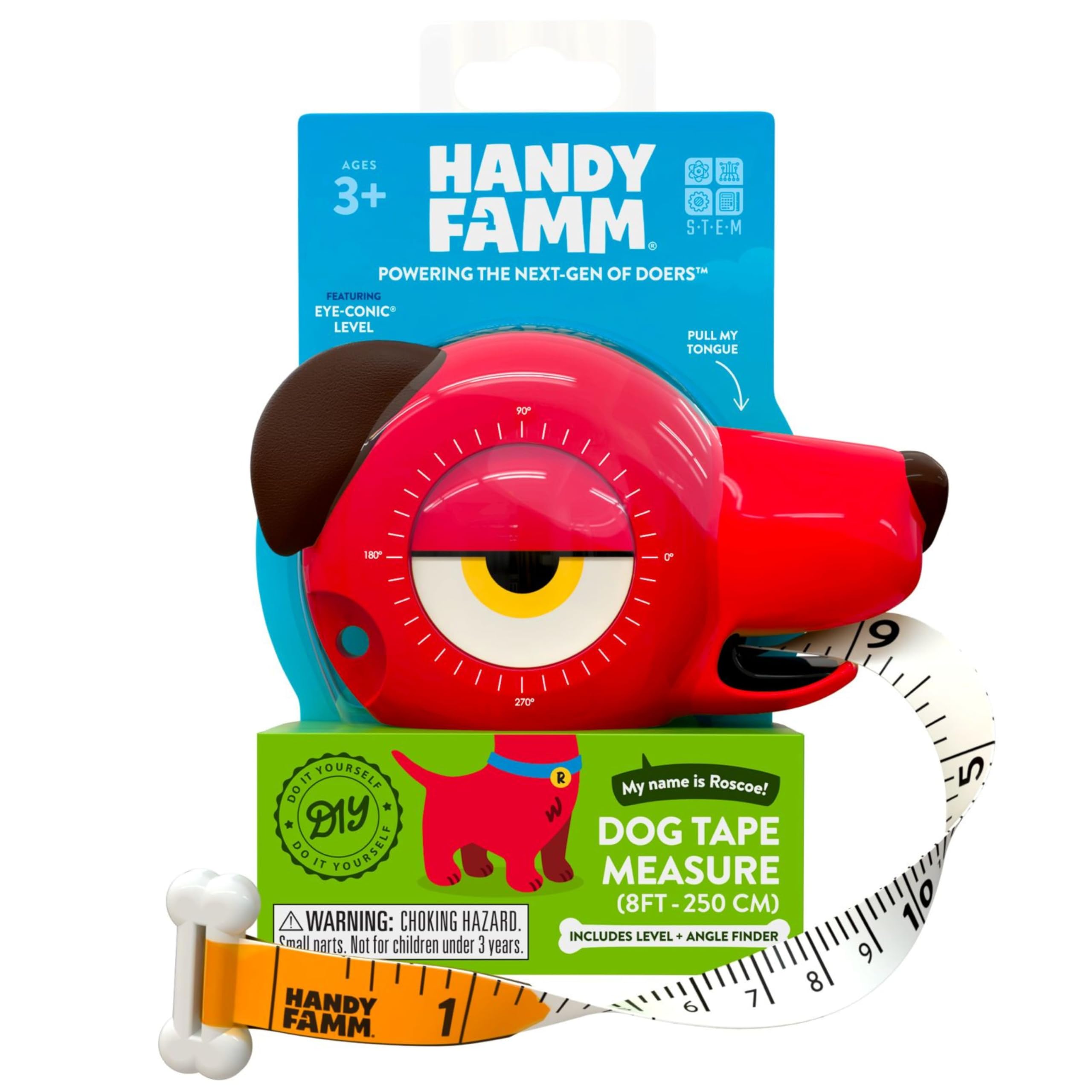 Handy Famm Roscoe dog tape measure with a real retractable blade for hands-on measuring.