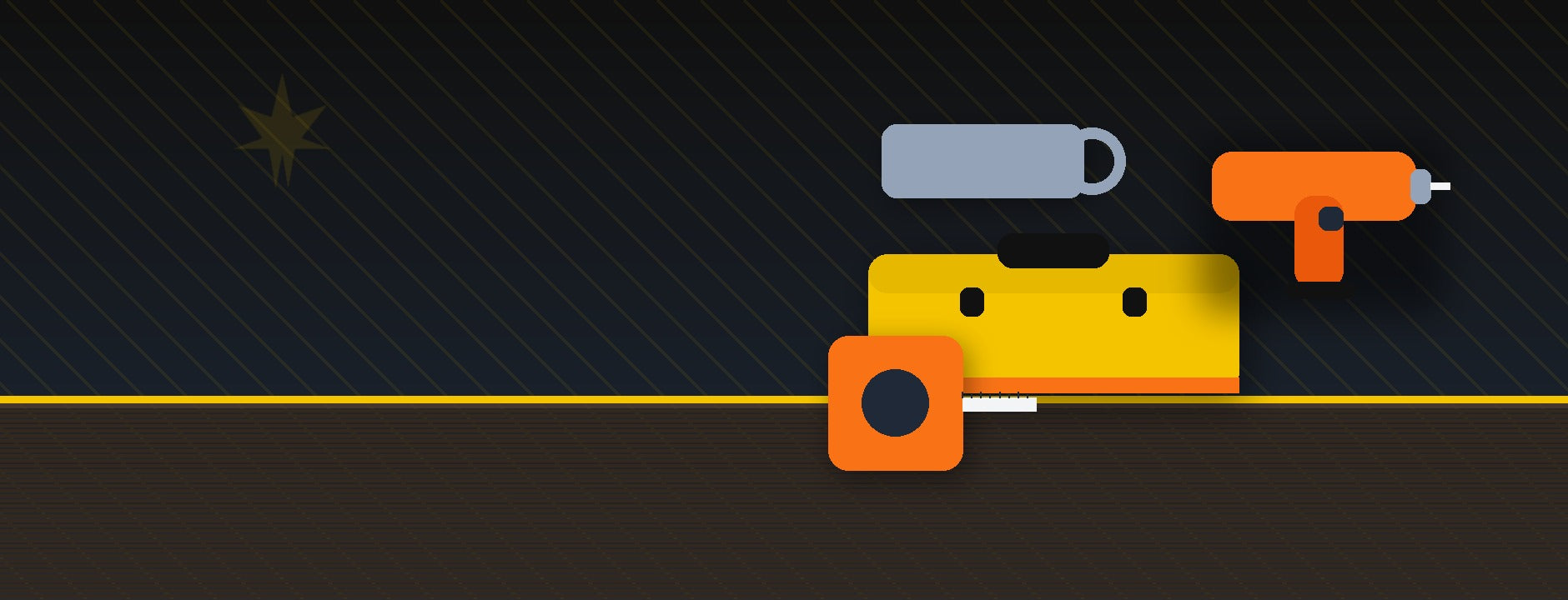 Colorful tool icons on a dark background
