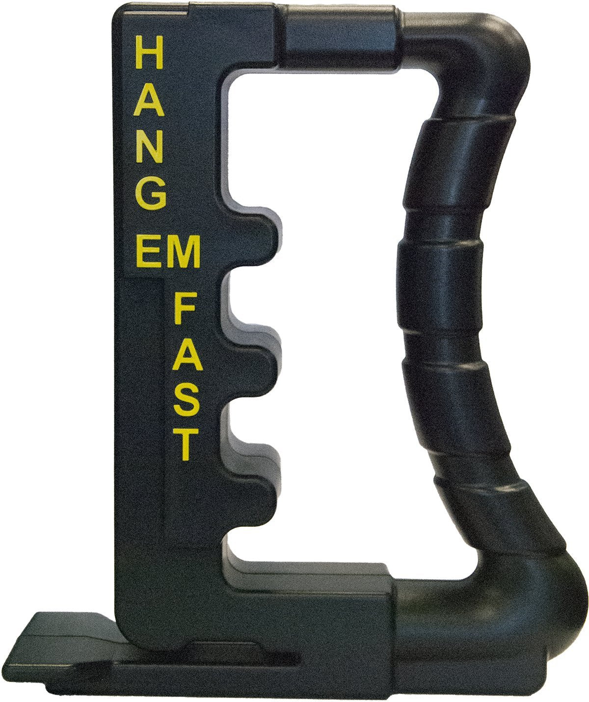 Hang Em Fast jig in use on joist hangers for level, flush mounting