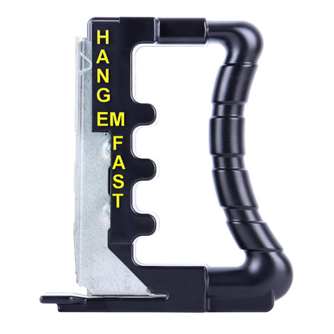 Hang Em Fast joist hanger jig in setup position for precise alignment