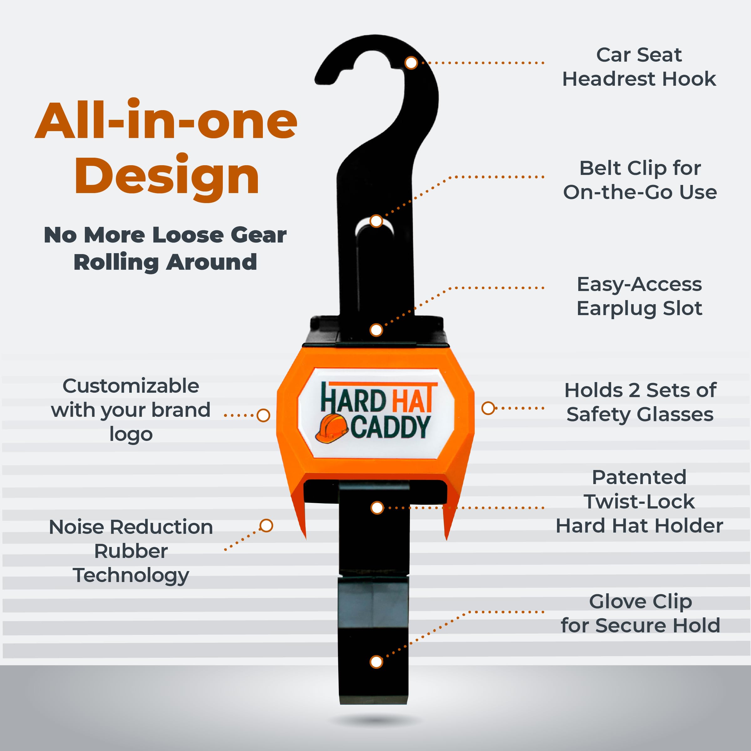 Hangen Hard Hat Caddy foldable hook keeps PPE off the floor.