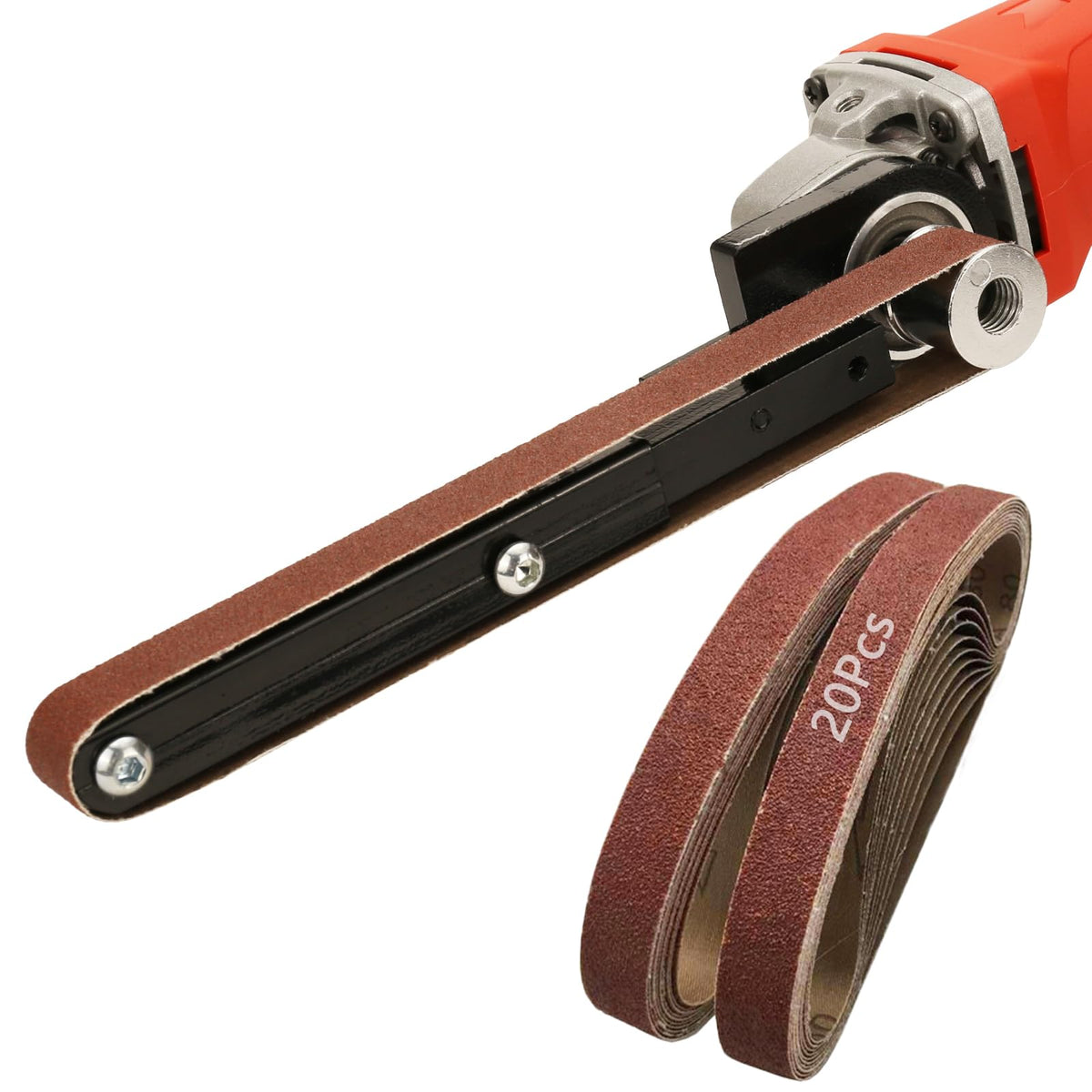 Hangjiatool belt sander attachment on angle grinder for precise detailing.