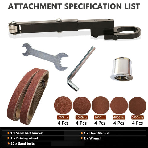 Hangjiatool included sanding belts provide range from rough to fine work.