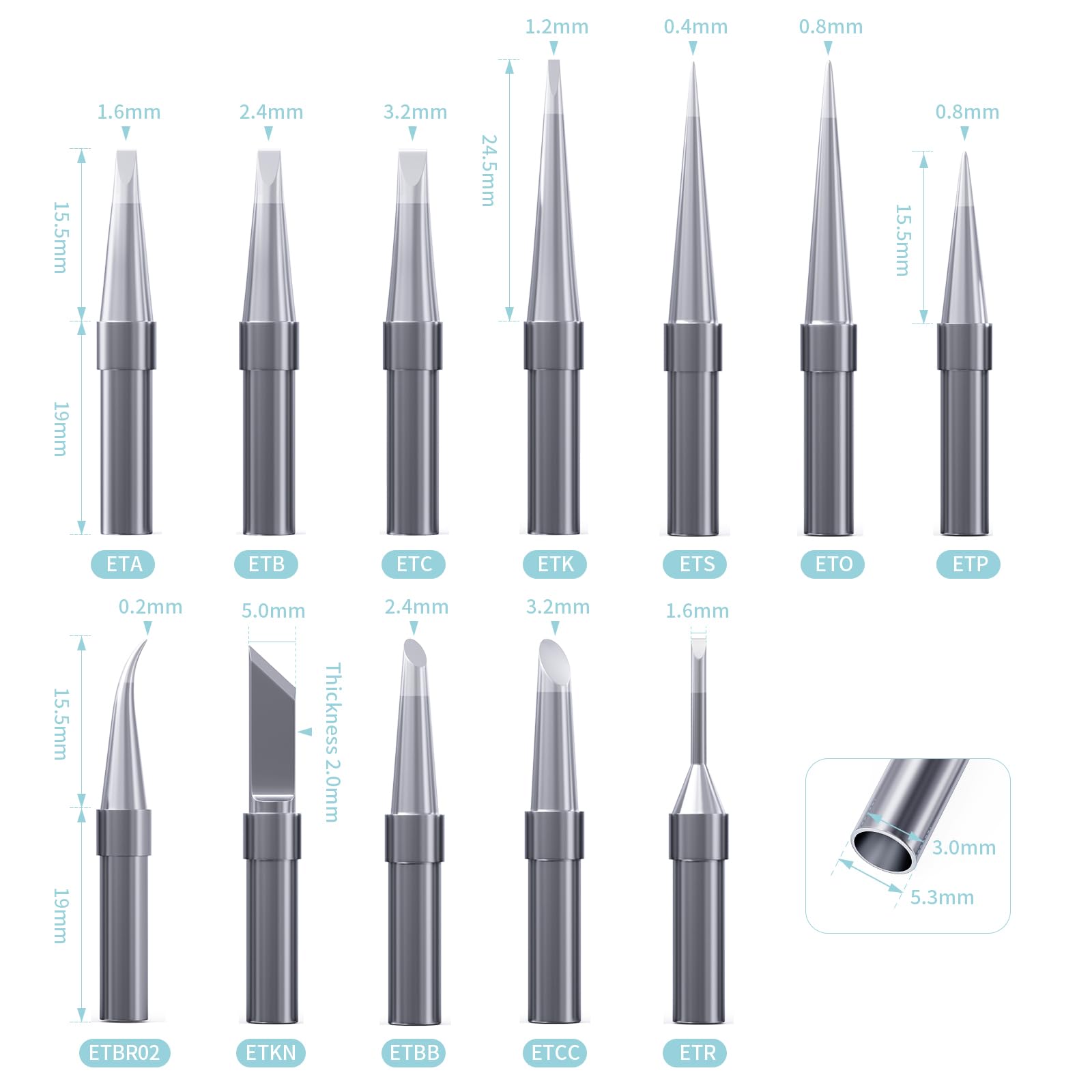 Hanglife purple copper tips show fast heat transfer for efficient soldering sessions.