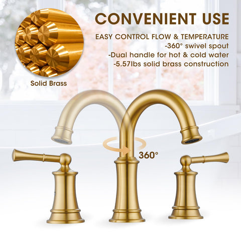 Hangoro brushed gold faucet top view showcases elegant handle and finish.