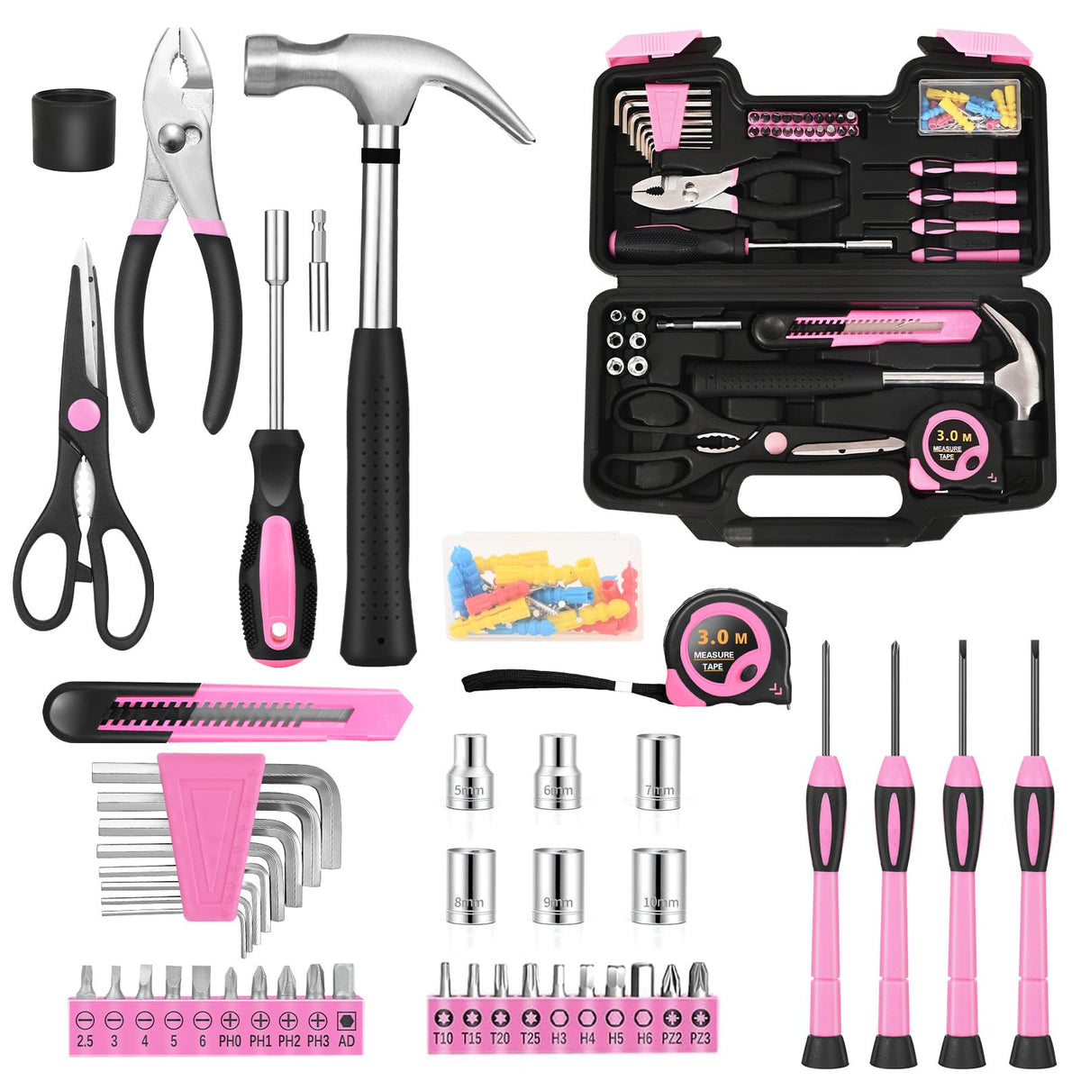 HANGYING 132-piece tool set in a case for quick home repairs and DIY tasks