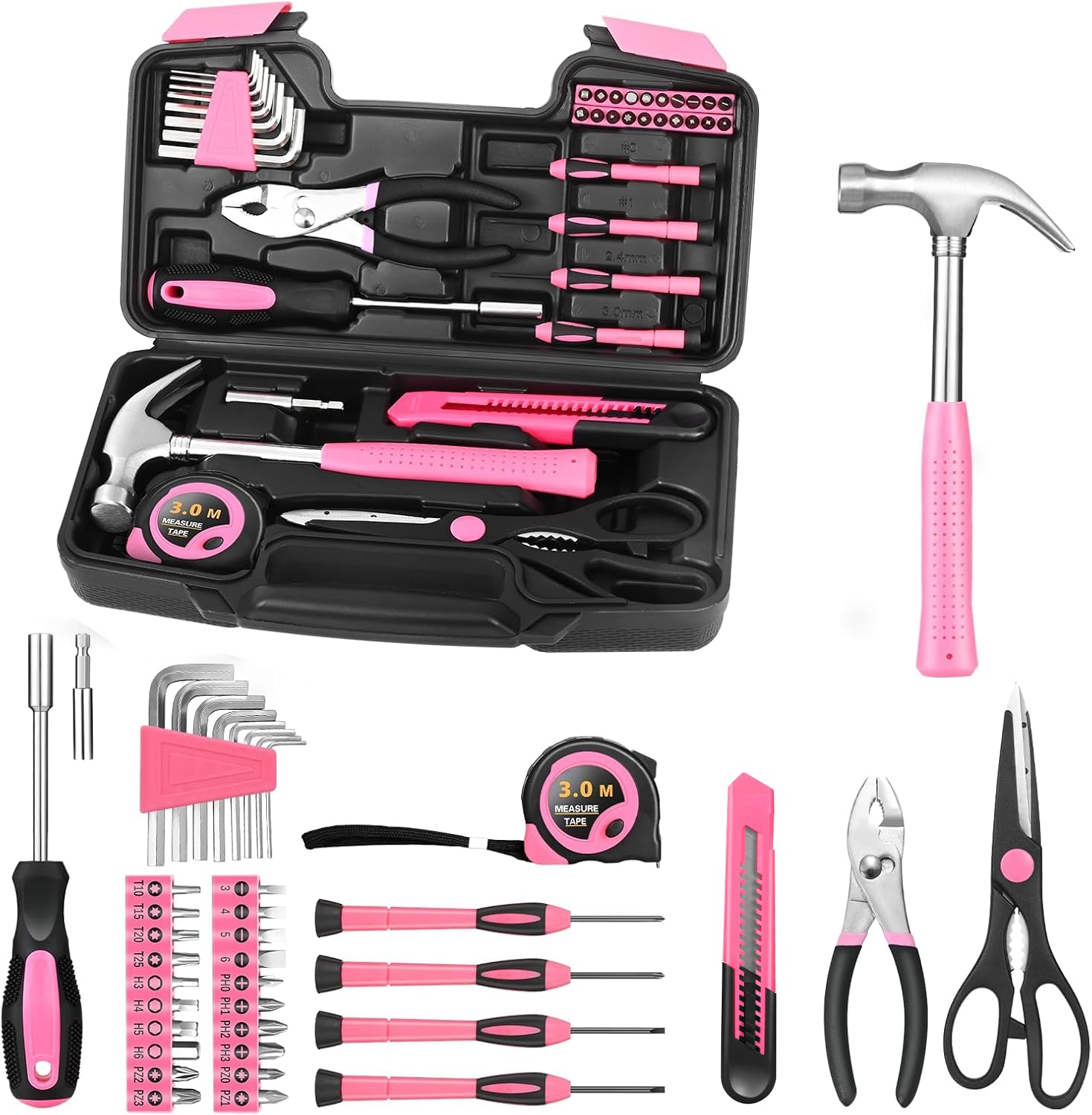 HANGYING 39-piece pink tool kit case ready for organized home repairs