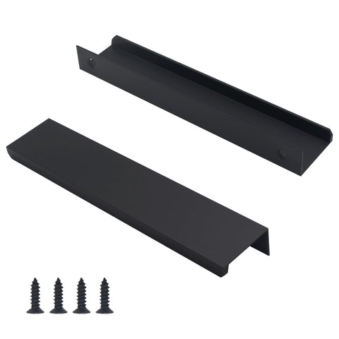 HANIHUA matte black cabinet handle close-up highlighting elegant edge for modern kitchens.