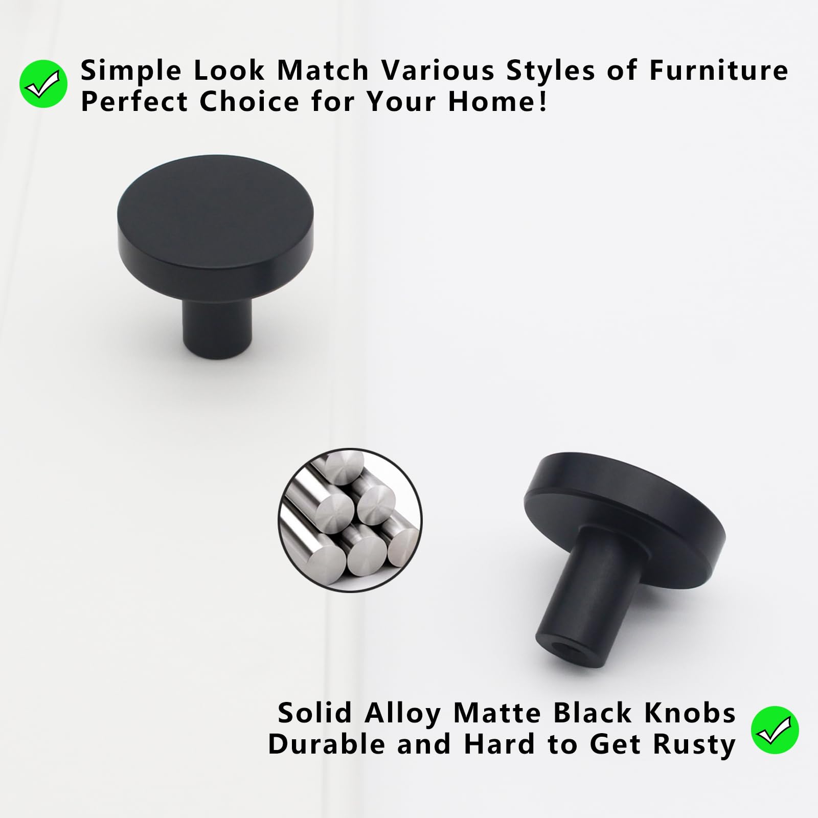 HANIHUA matte black knob for bathroom drawers adding a modern touch.