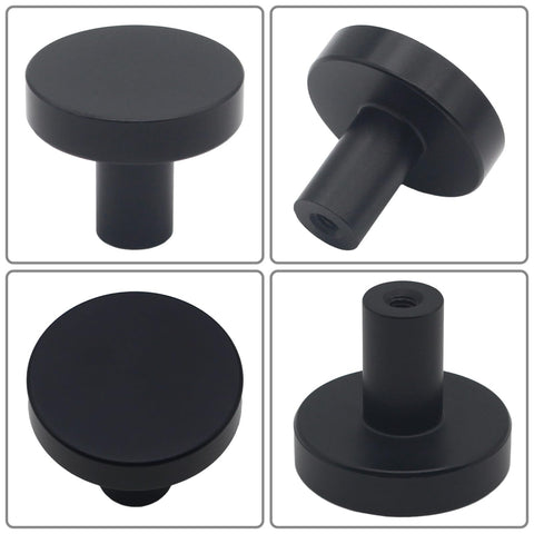 HANIHUA versatile matte black knobs for kitchen and bathroom spaces.