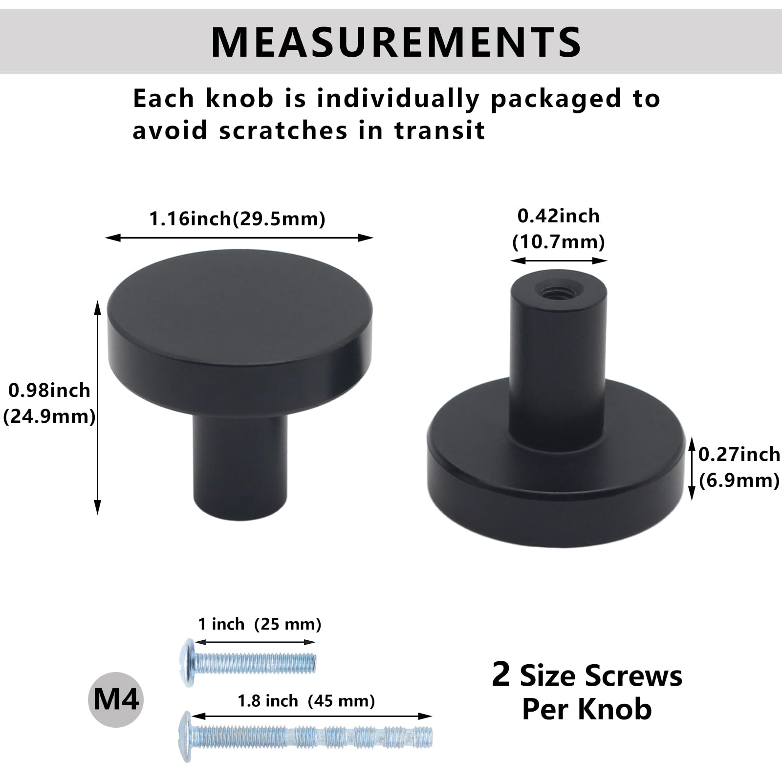 HANIHUA solid aluminum knob with matte black finish for durability.