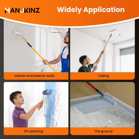 HANJKINZ high-density fiber roller provides uniform coverage on interiors.