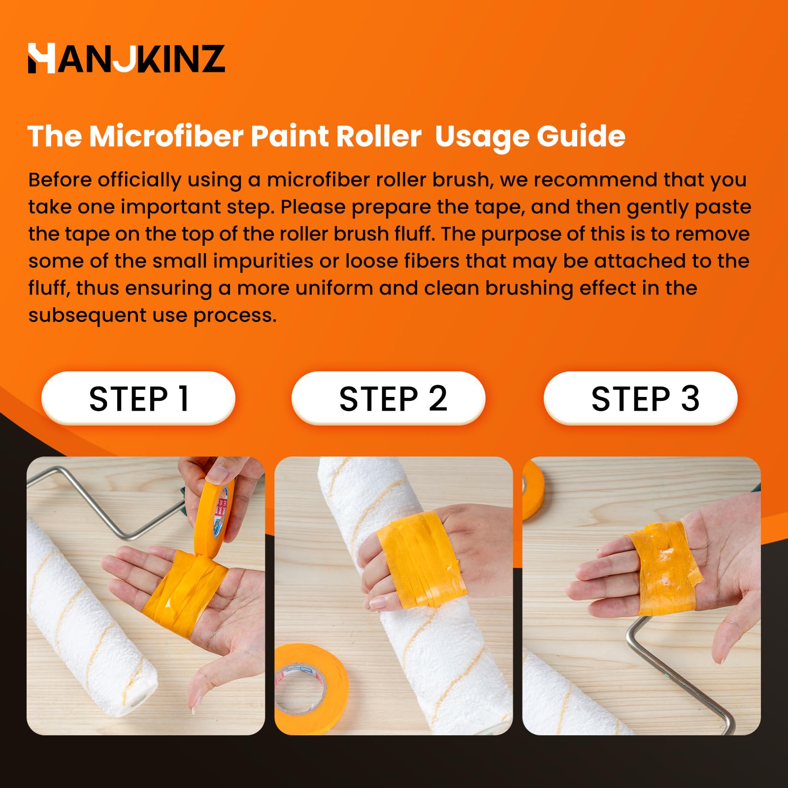 HANJKINZ interior and exterior painting roller for versatile use on walls and ceilings.