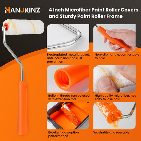 HANJKINZ microfiber roller on furniture for clean lines and precise edges