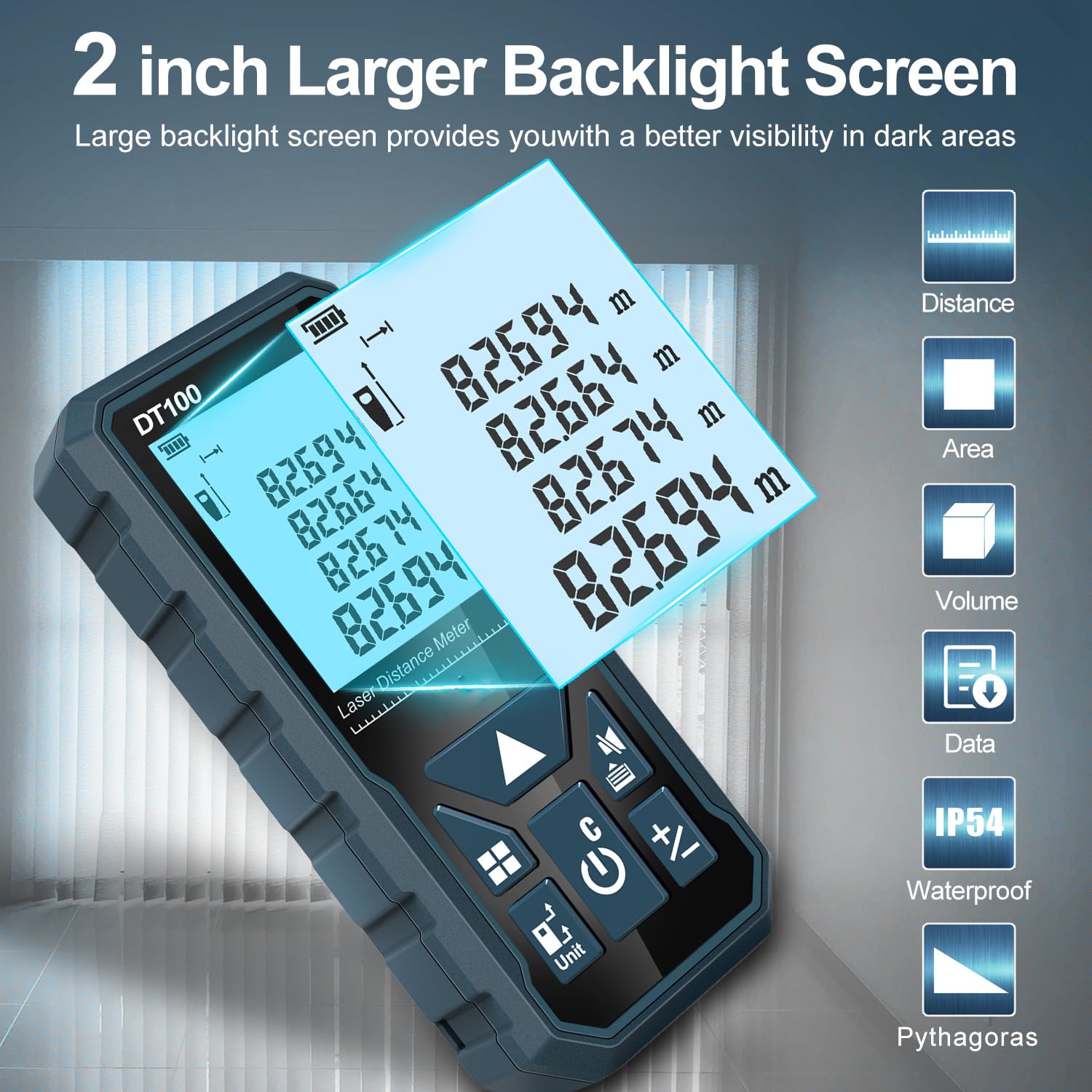 HANMATEK Laser Measure back panel shows rugged IP54 protection.