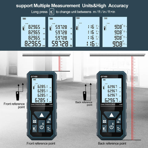 HANMATEK Laser Measure rubberized body provides a secure, comfortable grip.