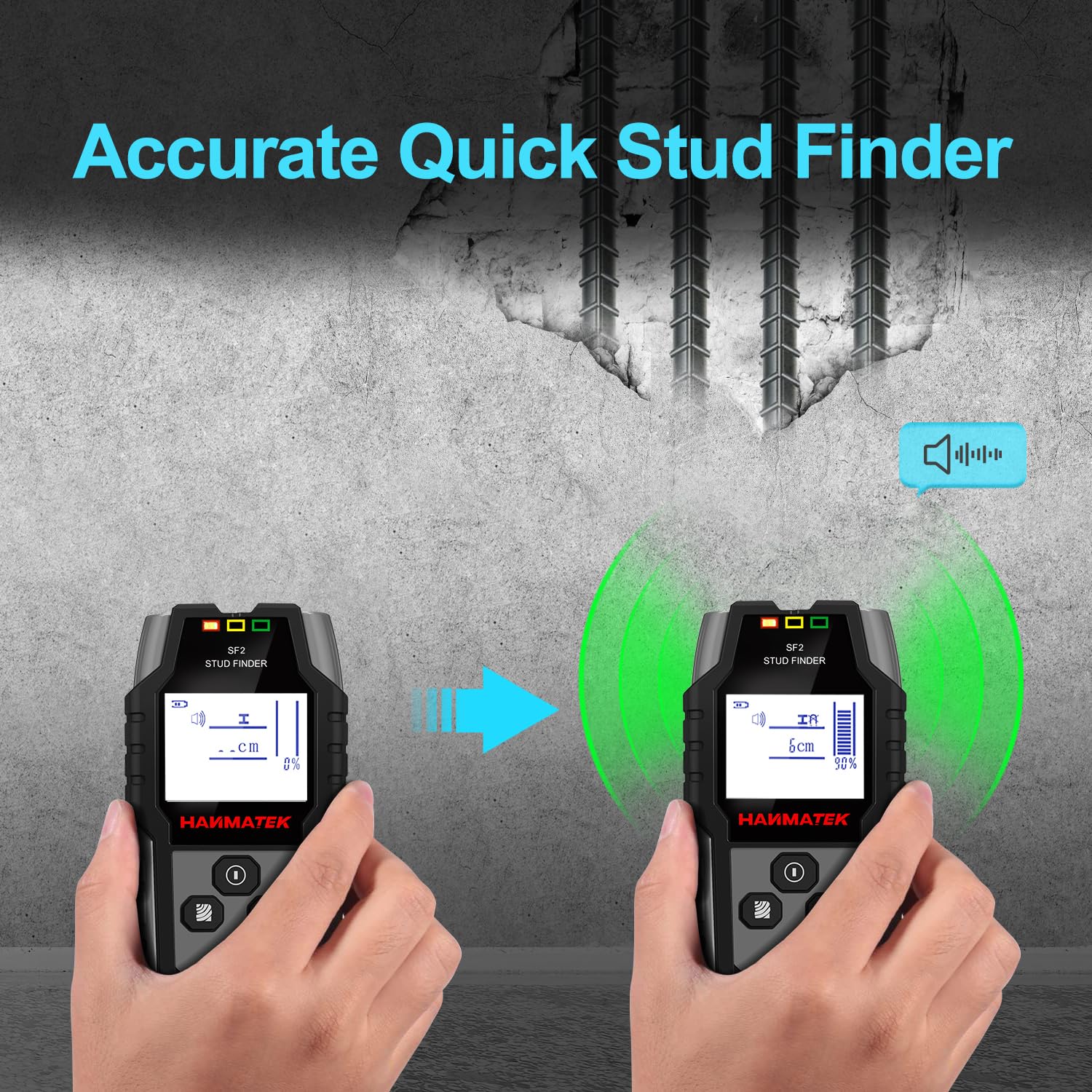HANMATEK detects hidden AC wires behind wall for safe installs.