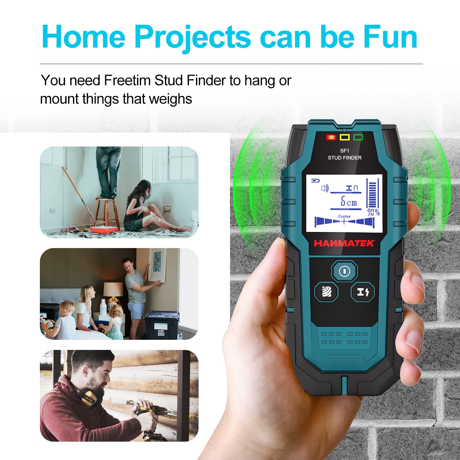 HANMATEK audible alarm signals when a stud is detected for safer placement.