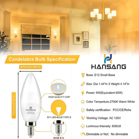 Hansang E12 LED bulb in ceiling fan delivers flicker-free illumination