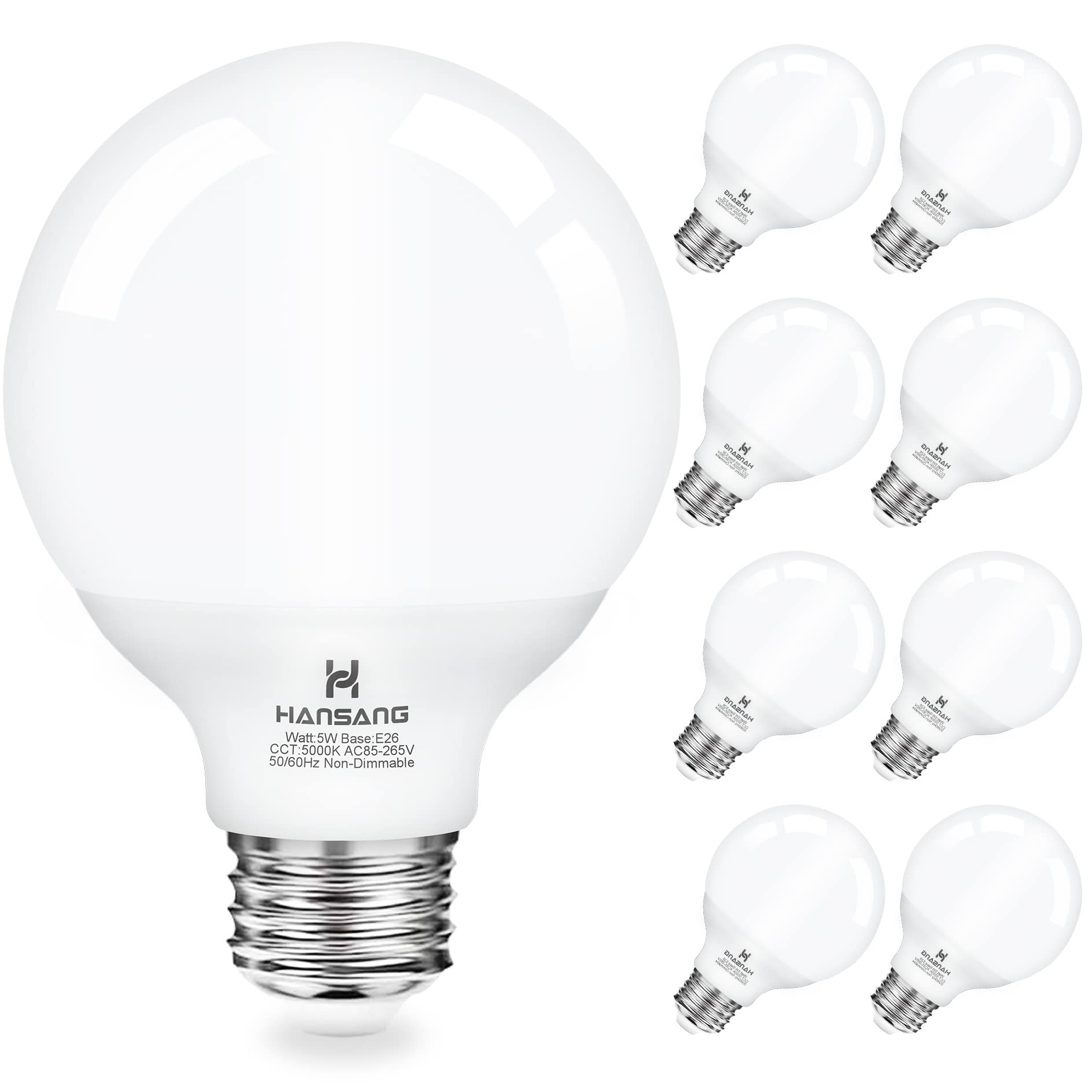 Hansang vanity lightbulb 5000K daylight close-up for bright makeup lighting.