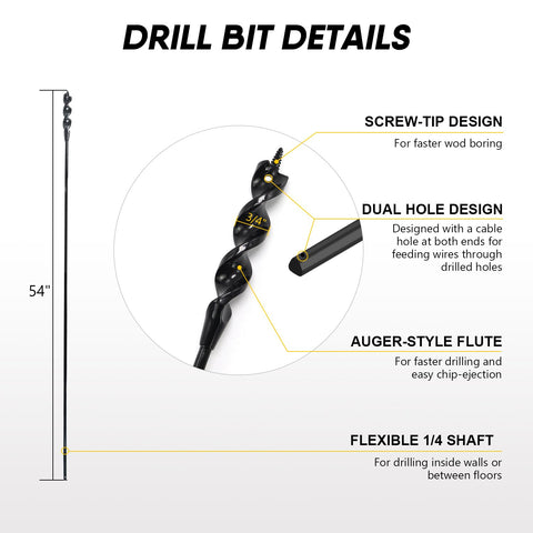 HANSHAN flexible installer drill bit anti-slip end design prevents slipping during overhead drilling