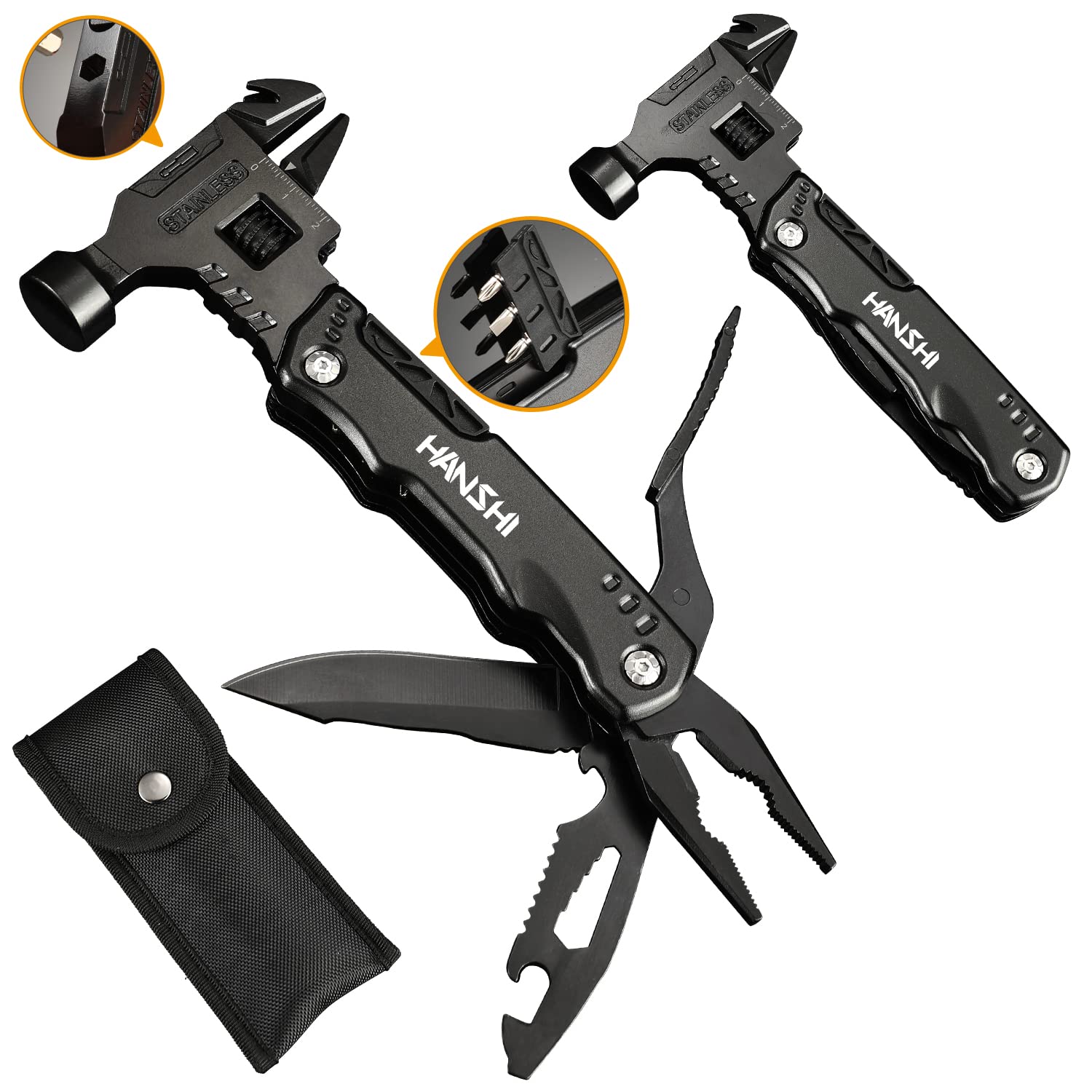 HANSHI 16-in-1 multitool wrench close-up, showcasing precise jaws for secure adjustments.
