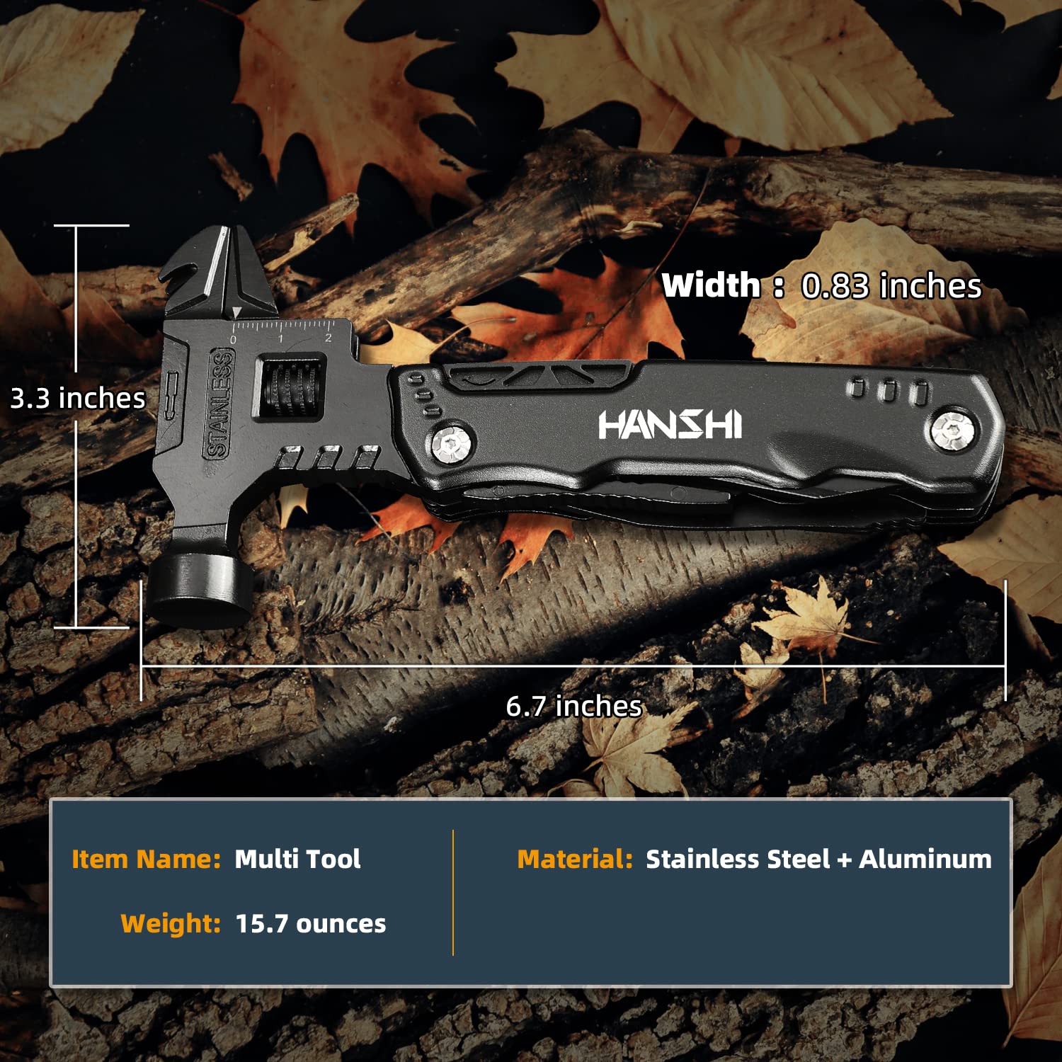 HANSHI stainless steel construction close-up, highlighting rust-proof durability for rugged use.
