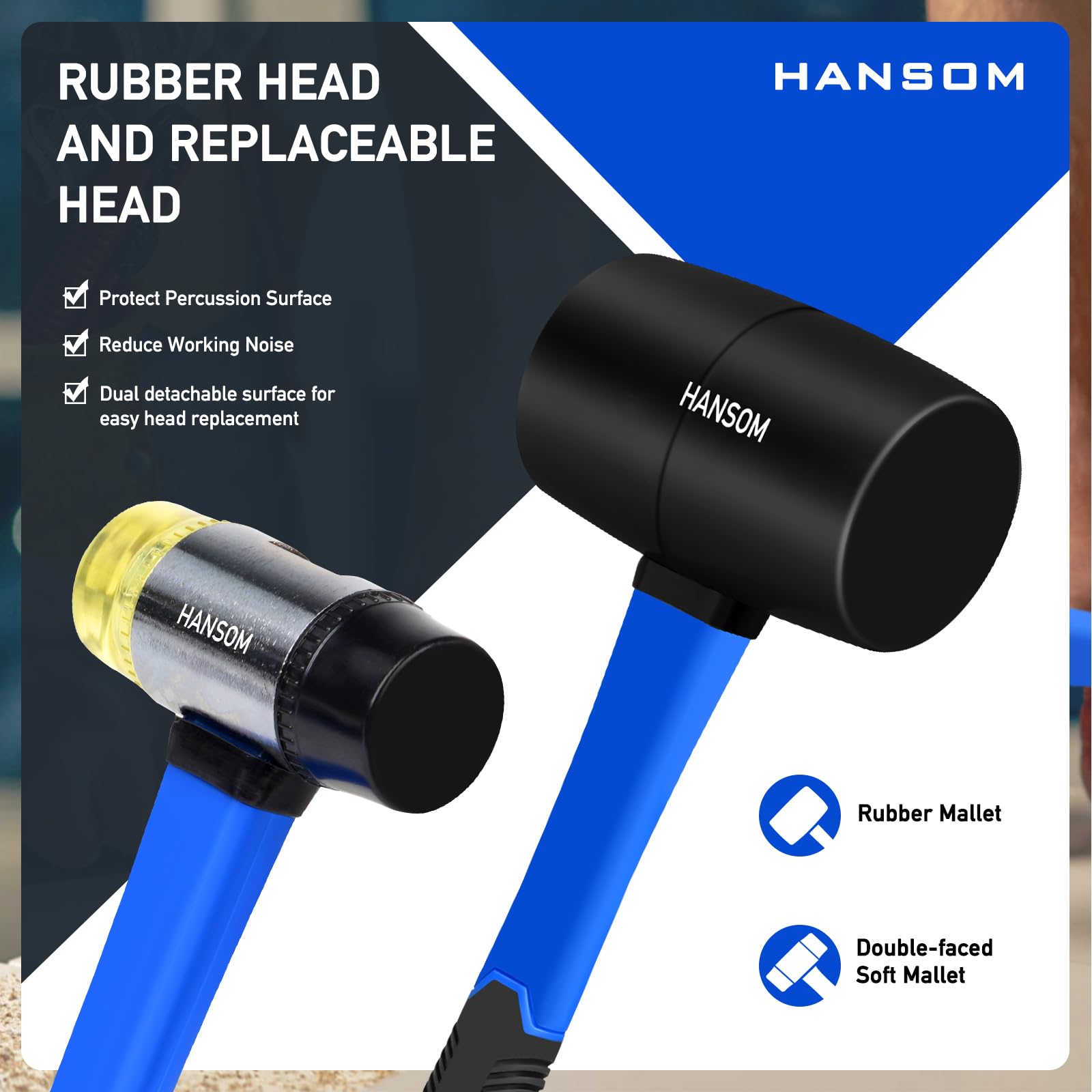 HANSOM 5-Pack claw hammer with ergonomic grip for nail driving.