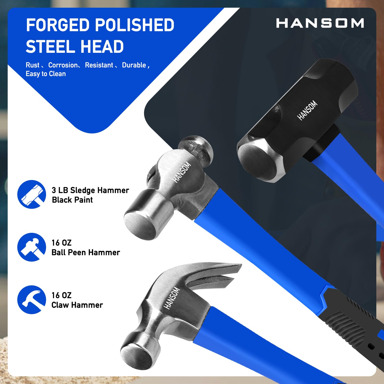 HANSOM 5-Pack double-faced mallet offering versatile impact for varied tasks.
