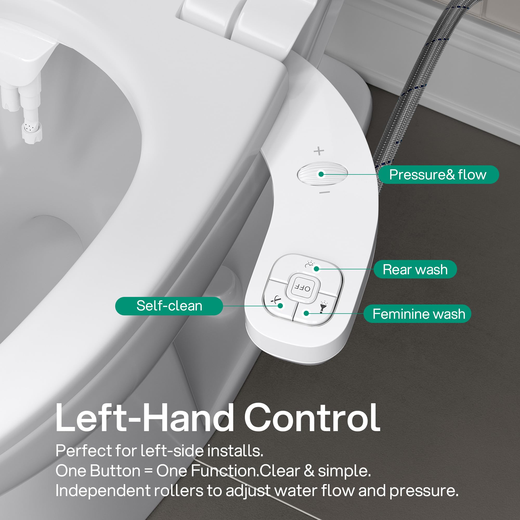 Hansrapo left-hand bidet with dual nozzles for versatile cleansing