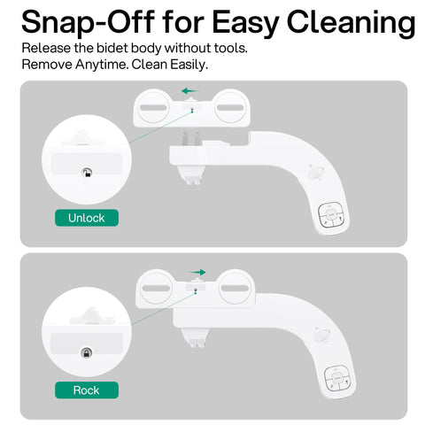 One-press quick release enables easy cleaning without tools