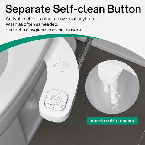 Independent self-clean button keeps nozzles ready for use
