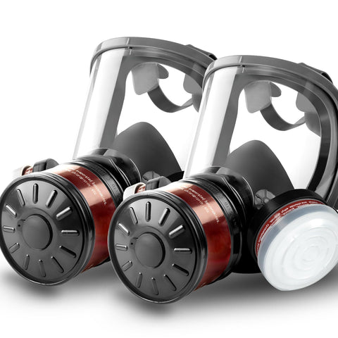 HANUU gas mask full-face respirator front view for protection on site