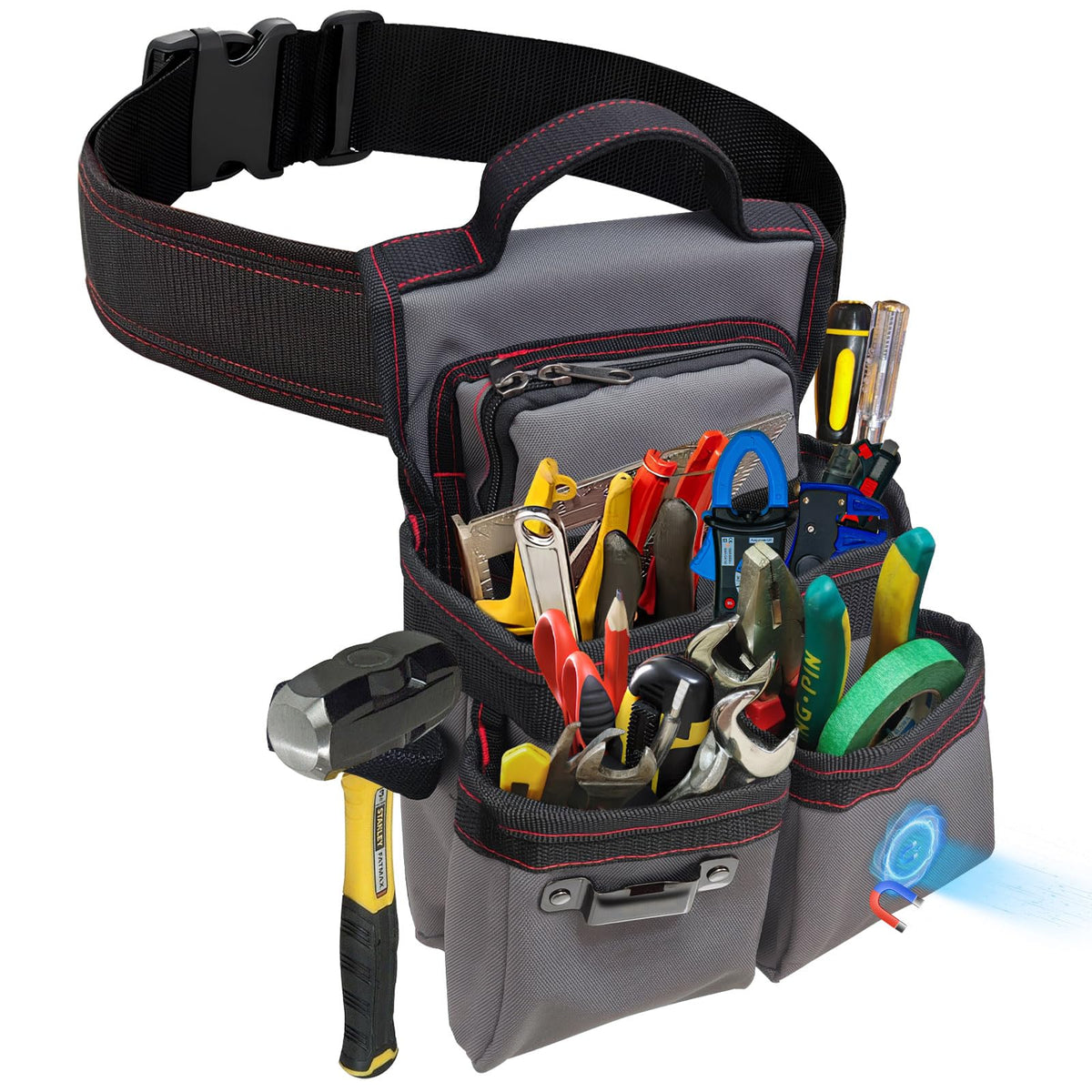 Hanvate Electrician Tool Pouch front view highlights rugged durability for daily use.