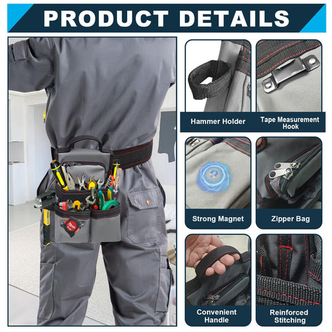 Hanvate Electrician Tool Pouch hammer holder for easy tool access and organization.