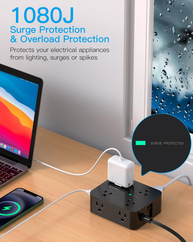 HANYCONY 8 outlets with USB-C charging for multiple devices