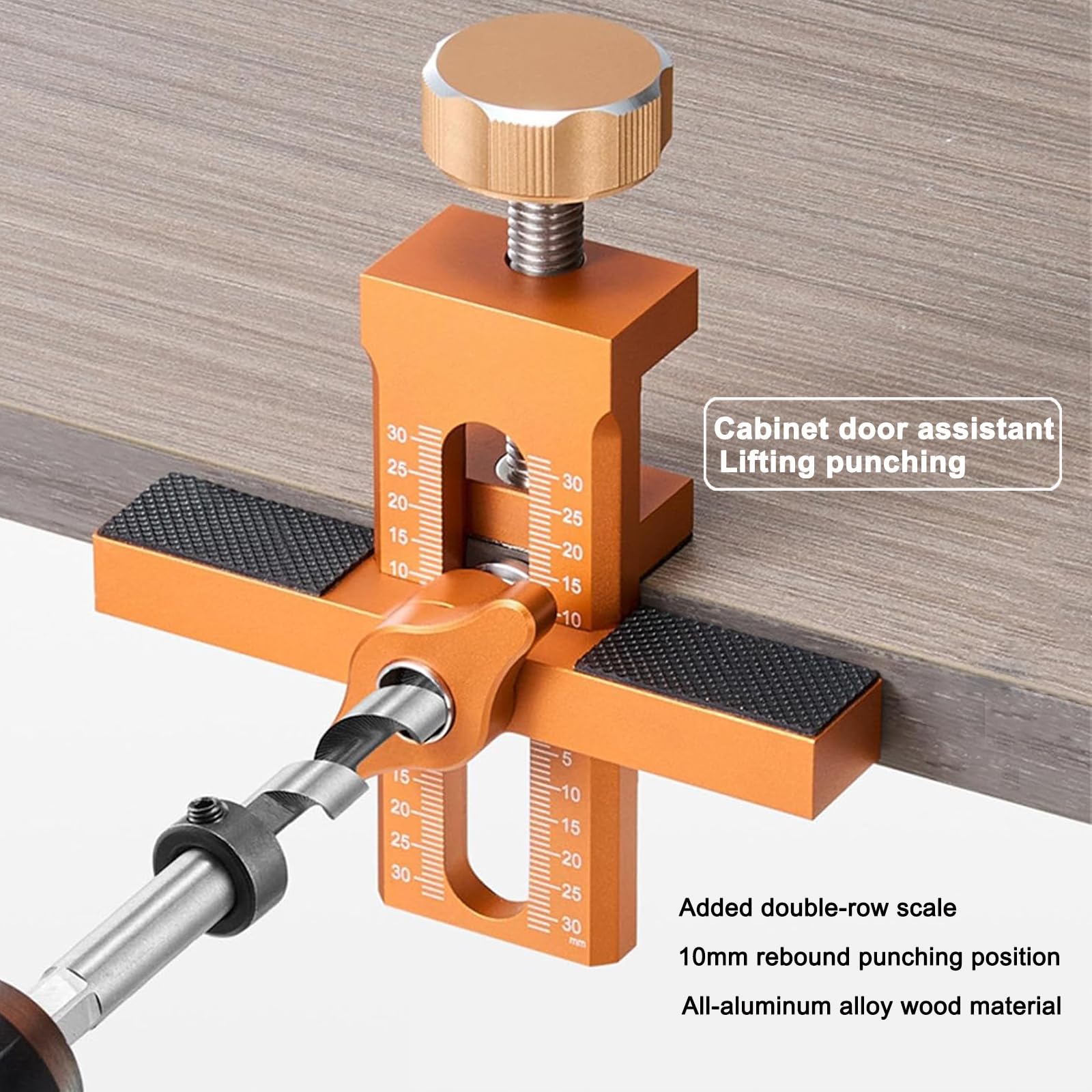 Hanzapor quick-adjust knob aids fast, secure positioning during drilling.