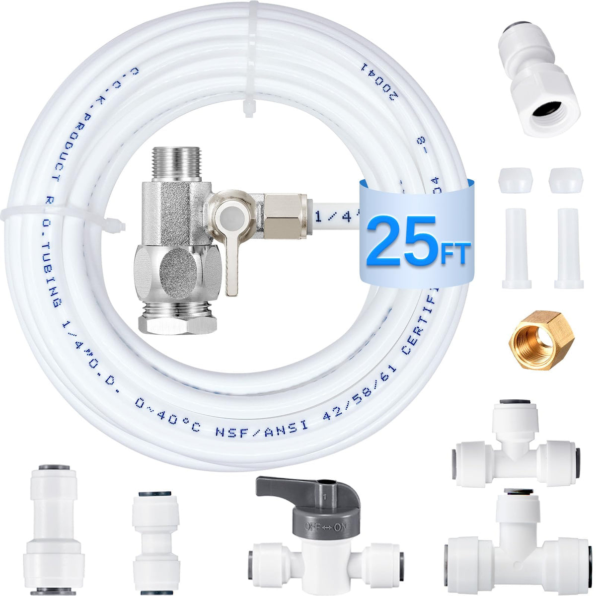 HAOCHEN fridge water line kit unboxed showing all parts for easy setup.