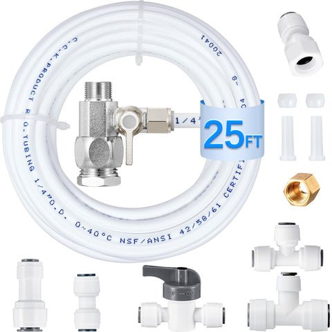 HAOCHEN fridge water line kit unboxed showing all parts for easy setup.