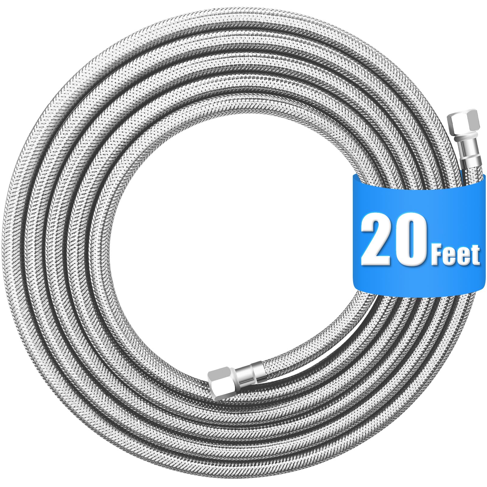 HAOCHEN refrigerator water line 20ft stainless braided for durable, leak-free connections